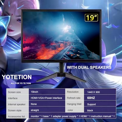 Image of 19 inch HD (1400 x 900) Monitor, 60Hz with Audio Refresh Rate, HDMI x1,Small Thin Monitor for laptops, Computers and desktops,LED Display, VGA /HDMI Connection Audio Out.
