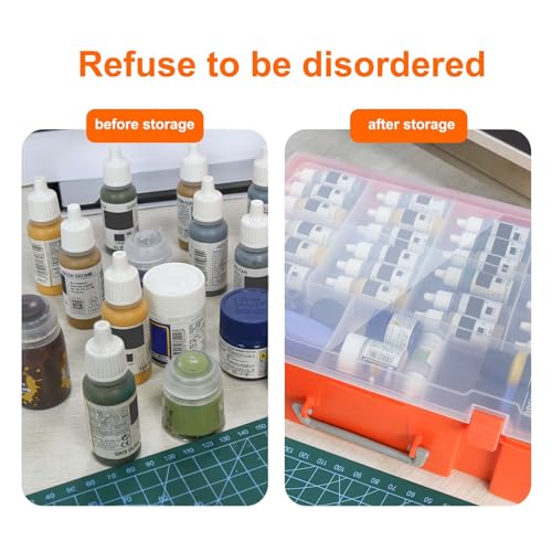 Image of Evemodel 1set Model Paint Organizer with 60 Holes (Diameter 32.5mm) Pigment Bottle Storage Suitcase Dual-layer Portable Box SN03S Miniature Paint Storage