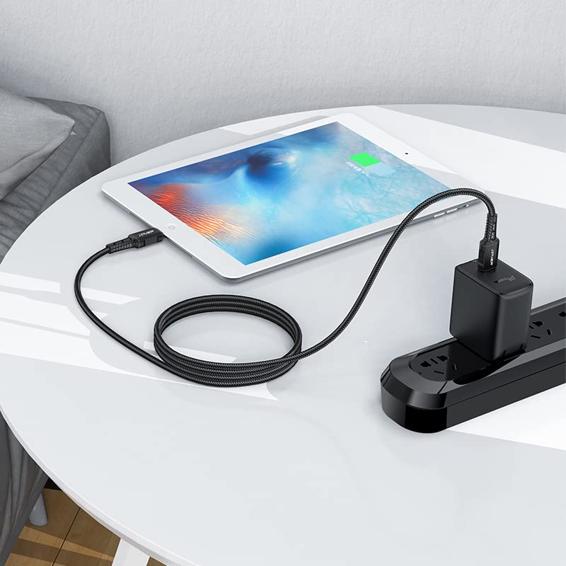 Acefast C4-01 - Cavo da USB-C a Lightning, certificato MFI, ricarica rapida e trasmissione dati (PD 30W - 3A - 1,8M), lega di alluminio, compatibile con iPhone 13/12/11, iPad, Airpods - Nero