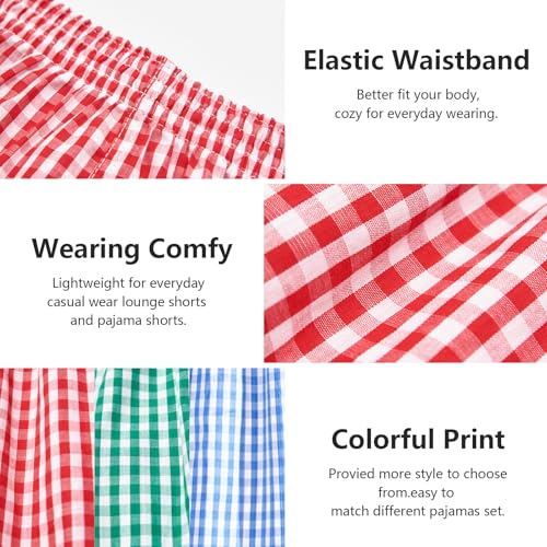 Image of Boxer Shorts for Women Gingham Sleep Y2k Printed Boxers Pj Boxer | Trendy Short,Checkered,Baggy Pj Boxers