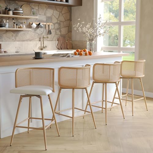 TYBOATLE Rattan Bar Stools Set of 4