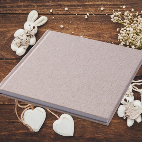 Blank Elegant Craft Linen Cover Notebook– Luxury 180GSM paper, 8.2 x 8.2 Inches, 80 Pages, Perfect for Beautiful Wedding guestbook, Travel Notepad, Gratitude Journal, Planner or Recipe Book (Dotted)