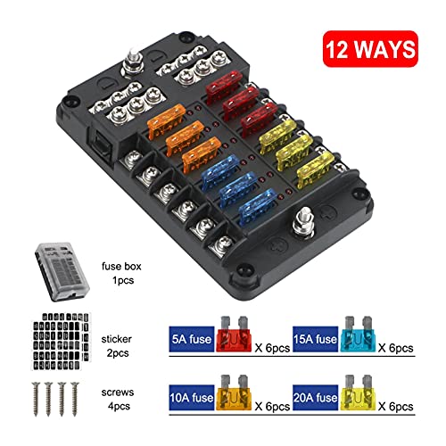 Boîte à fusibles 12 voies 12V 32V avec indicateur LED pour auto - 7