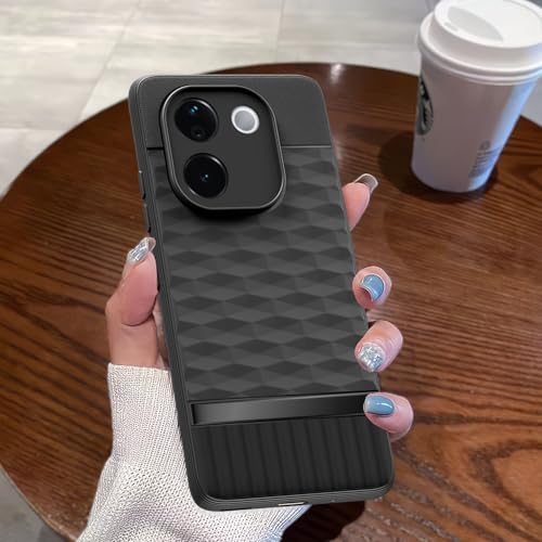 Image of Pikkme Back Cover for Vivo T3 Pro 5G / iQOO Z9s Pro 5G Camera Protection 3D Hexa Cube Design Silicone Protective Bumper Case (Black)