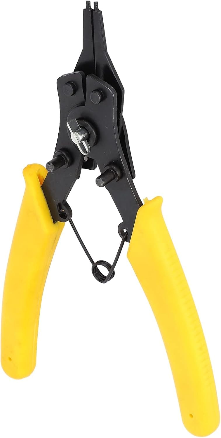 Pinza per Anelli Elastici Seeger 4 in 1 | Punte Intercambiabili per Anelli Interni ed Esterni | Pinza Professionale in Acciaio al Carbonio | Manici Ergonomici Antiscivolo per Meccanici e Fai da Te