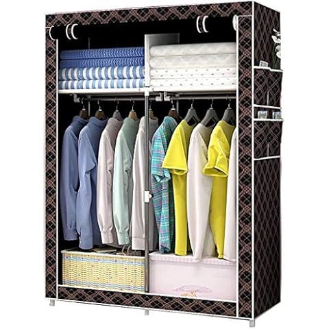 TMY wardrobe Portable Closet Bedroom Storage Folding Fabric Combination Clothes Storage Cabinet Save Space Storage Cabinet 105 * 45 * 170CM (Color : Black) Cover