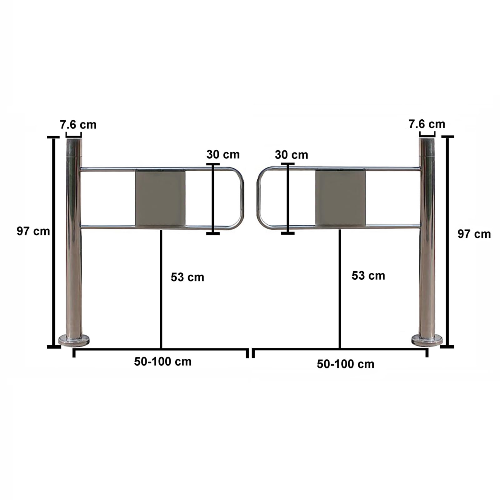Générique Portillon de sécurité Automatique en Acier Inoxydable pour supermarchés, bibliothèques et magasins – Ferme-Porte à 90° pour entrées de Couloir – Durable et sécurisé (100 × 97 cm)