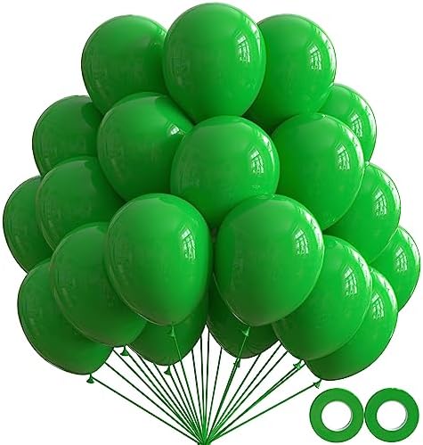 70pcs Green Balloons,12inch Latex Balloons Garland Arch,for Birthday Baby Shower Wedding Valentine’s Anniversary Party Decorations (With 2 Ribbons)