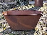 terracotta-toepfe-de Pflanzwanne / Pflanztrog mit 2 Henkeln ca. 51 cm breit aus Metall Edelrost Rost Garten Pflanzgefäß Blumentopf Landhaus Shabby chic Vintage Pflanzkübel