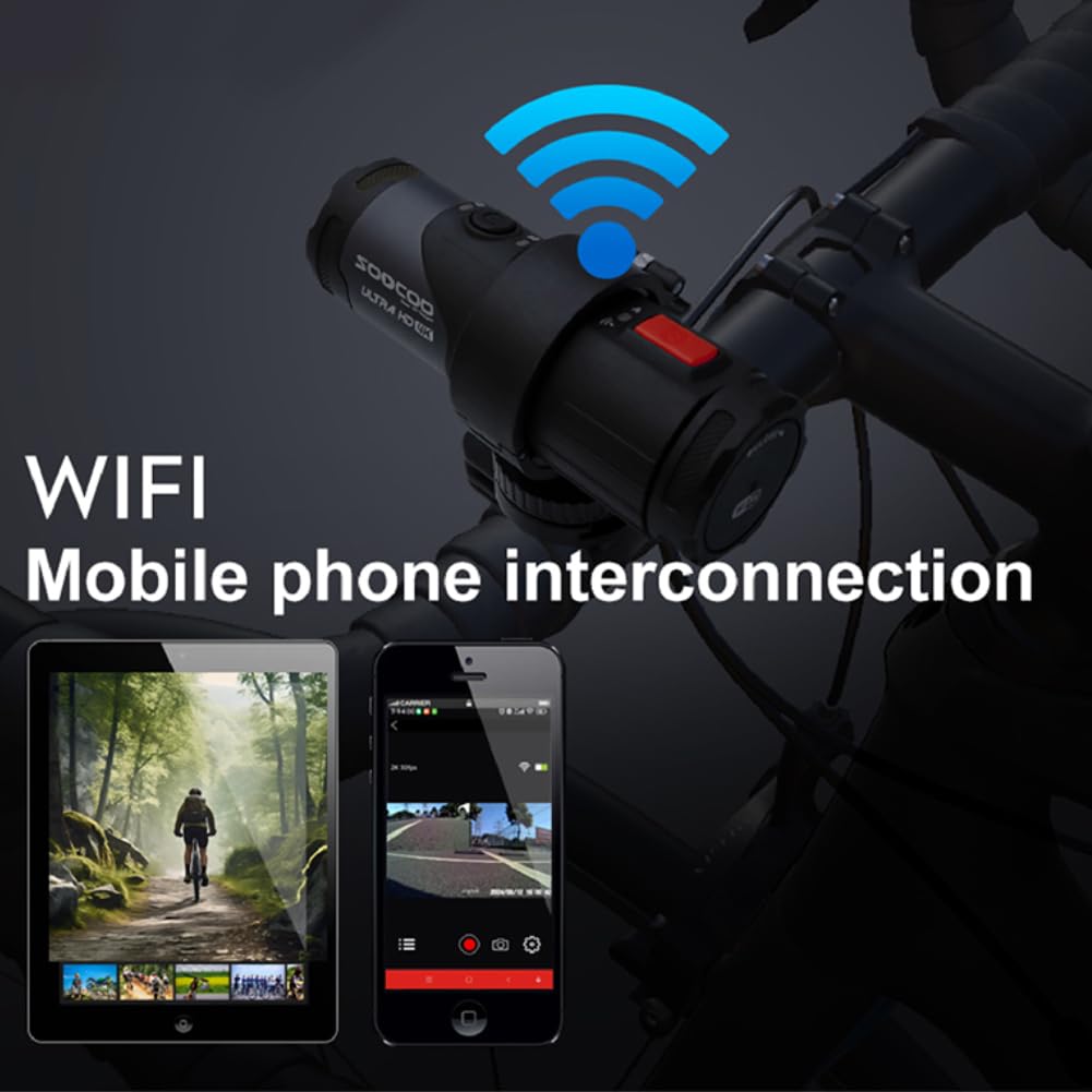 Cámara de Acción a Prueba de Agua 4K HD WiF, Cámara para Deportes Al Aire Libre con Soporte para Bicicleta Y Sensor G, Grabadora de Video de Cámara de Ciclismo de Gran Angular de 170 ° para Bicicleta,