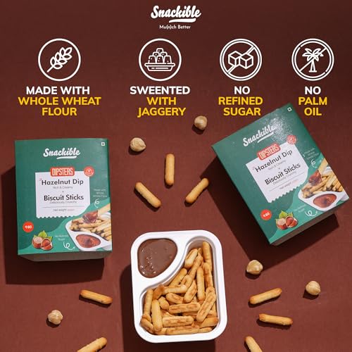 Image of Snackible Assorted Mini Dipsters (Pack Of 6) | Pistachio, Hazelnut, Chocolatey, Butterscotch, Caramel, Vanilla Creme | Baked | Healthy Snack | No Palm Oil | No Refined Sugar | Sweetened with Jaggery | Made with Whole Wheat | Chip & Dip | Travel Friendly