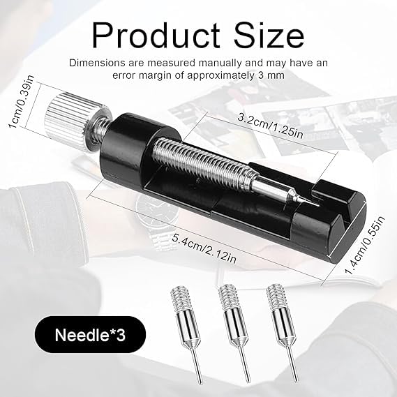 Image of Watch Link Removal Kit with 3 Extra Pins, Portable Link Remover Kit for Watches, Watch Strap Removal Tool for Watch Repair, Watch Bracelet Adjustment, Watch Strap Replacement and Resizing. (WATCH STRAP)