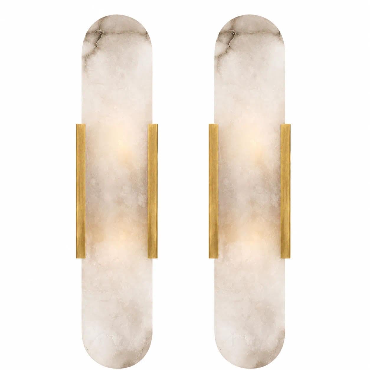 ITOSUI Alabaster Sconce Set of 2, Marble Wall Lamp for Bedroom Living Room(Gold,50cm)