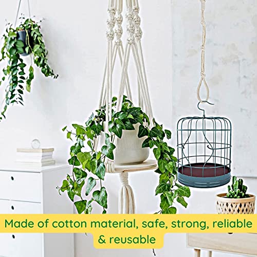 Image of ecofynd Pack of 5 25 inches Cotton Plant Hanger Extender Rope, Hanging Plant Pot Holders, Hanging Planters Extender (Color- Ivory)