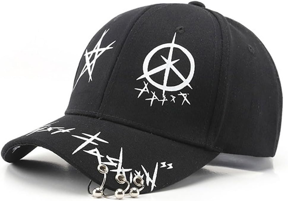 Unisex Black & White Baseball Cap-Hip Hop, Gothic, Punk Rock Streetwear Snapback Hat-Adjustable Funny Hat