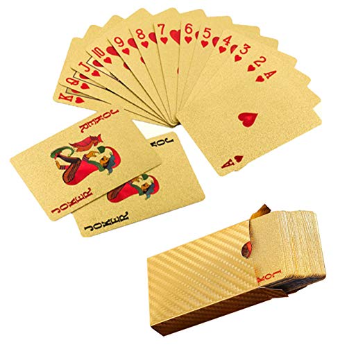 Poker Cards,24K Gold Playing Cards,Waterproof Playing Cards, Playing Cards for Adults,Cool Playing Cards,Luxury Poker Cards,Deck of Cards for Table Game or Magic(Gold)