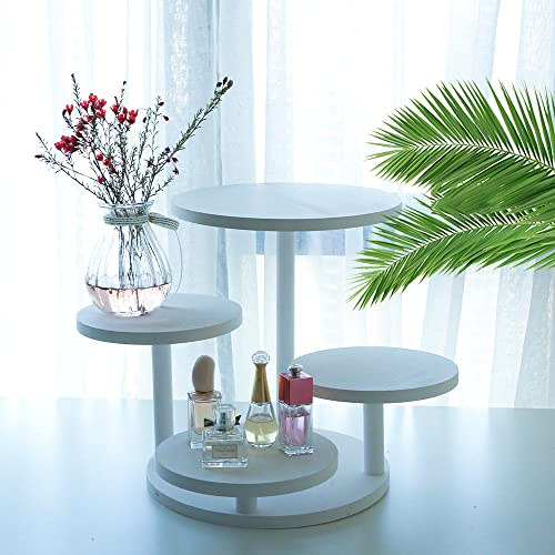 Tiered Cupcake Tower Stand, Solid Wood Tiered Decorative Tray, 4 Tiered Serving Dessert Tray Easy Assemble Decor Farmhouse Tray Wedding Cake Tower Dispaly Stand (White) #TOP6
