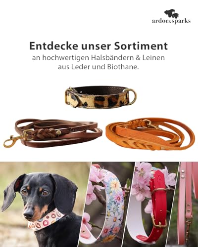 ardor & sparks® Hundehalsband aus weichem Leder - Leopardenmuster - Für kleine und mittelgroße Hunde - Verstellbar - Made in Germany - XS/S