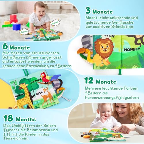 BBWOO Babyspielzeug 0–6 Monate, sensorisches Spielzeug für Babys, sensorische Bücher für 0–6 Monate, weiche Bücher, Baby-Essentials für Neugeborene, Spielzeug, Baby-Geschenke