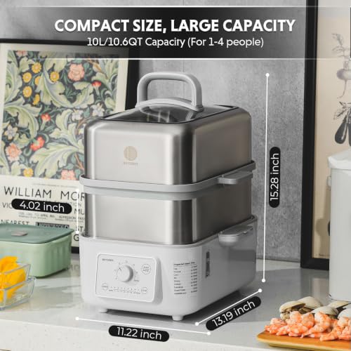 Image of BUYDEEM G52 10.6Qt Electric Food Steamer for Cooking, Oat White