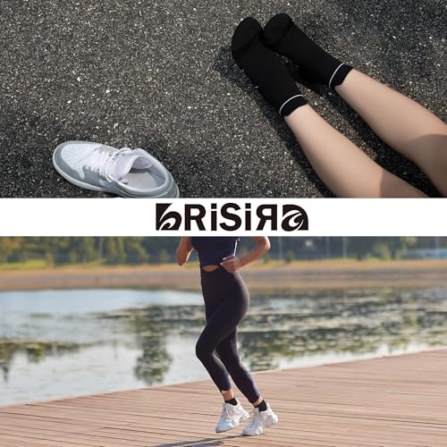 Image of BRISIRA Coolmax Bamboo Viscose Women Compression Running Ankle Socks No Show Athletic Wicking Thick Cushioned Arch Support