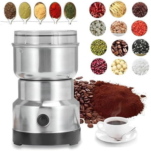 Image of Multifunctional Stainless Steel Coffee Grinder, Smash Machine for Coffee Beans, Electric Grinder for Mini Spices, Dry Masala, Nuts & Grains, Household Mixer Grinder