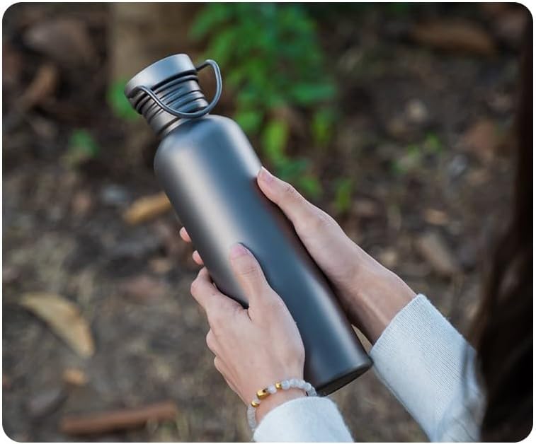 27.05oz Titanium Water Bottle with Lid, Wide Mouth Leakproof &Reusable,Lightweight Sports Drinking Bottle for Camping Hiking Running, Outdoor and Daily Hydration - Image 3