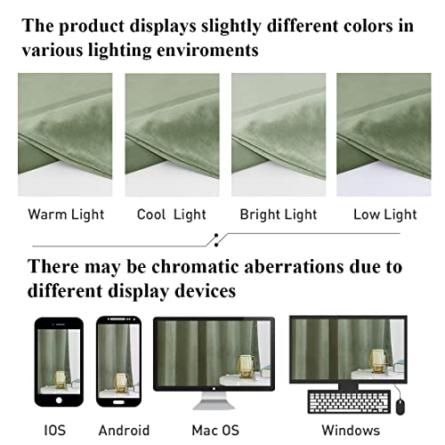 Image of StangH Sage Green Velvet Curtains 102 Inches Long for High Ceilings, Heavyweight Plush Drapes for Master Suite, Soundproof Privacy Window Panels, W52 x L102, 2 Panels