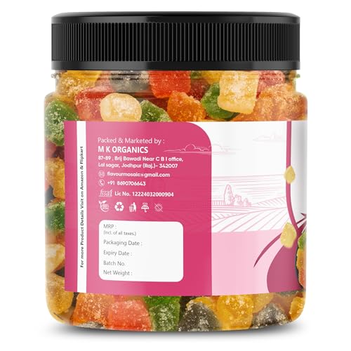 FLAVOUR MOSAIC Jelly Bites | 400gm | Colorful & Delicious Flavors | Vegetarian, No Gelatin with Natural Fruit Sugar | Mix Fruit Jelly