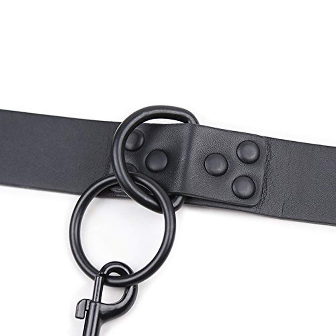 Outil de Sex SM Collier en Cuir et Laisse en Chaîne Accessoire de Bondage Plaisir Sexuel de Couple Noir Centrale avec la Laisse détachable de chaîne pour Les Femmes d'hommes