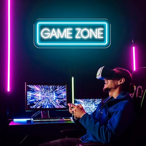 Image of LED Game Sign Game Zone Neon Signs Gaming Room Wall Art Decor Man Cave Lights Signs Gamer Home Bedroom Decoration USB Powered Brightness Adjustable