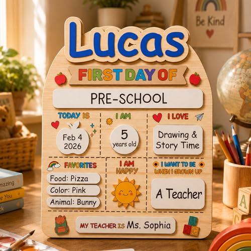 Personalized First & Last Day of School Board, Custom Back to School Sign, Schools Milestone Board with Name, Preschool Wooden Chalkboard Back to School, Preschool Kindergarten Photo Prop