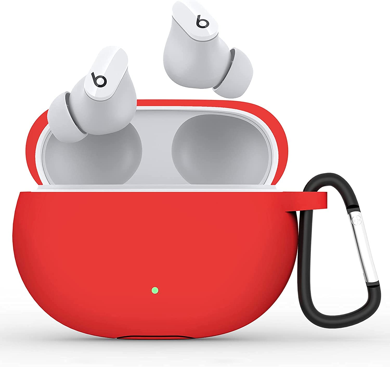 Beat Studio Buds Case Cover Replacement for 2021 New Apple Beats Studio Buds Wireless Earbuds - Silicone Protective Skin Sleeve with Keychain (Red)