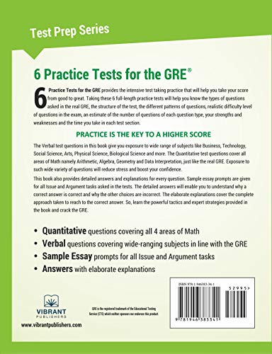 6 Practice Tests For The Gre (Test Prep Series) (Volume 4) #TOP1