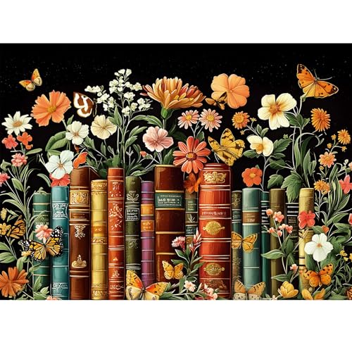 500 Piece Puzzle for Adults | Vintage Wildflowers Books Puzzle | Recycled Cardboard Plant Flowers Jigsaw Puzzle 500 Pieces | Challenging Game Home Decor Birthday Party Gift Toy for Adults Kids Seniors