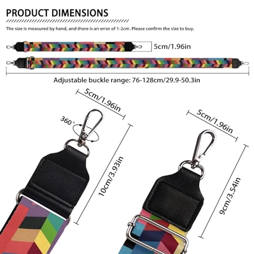 Image of TODIYADDU Colorful Geometric Patchwork Straps Replacement Crossbody Wide Shoulder Strap for Women Students Office Workers Suitable for Crossbody Bag Handbag Computer Bag Guitar Nice