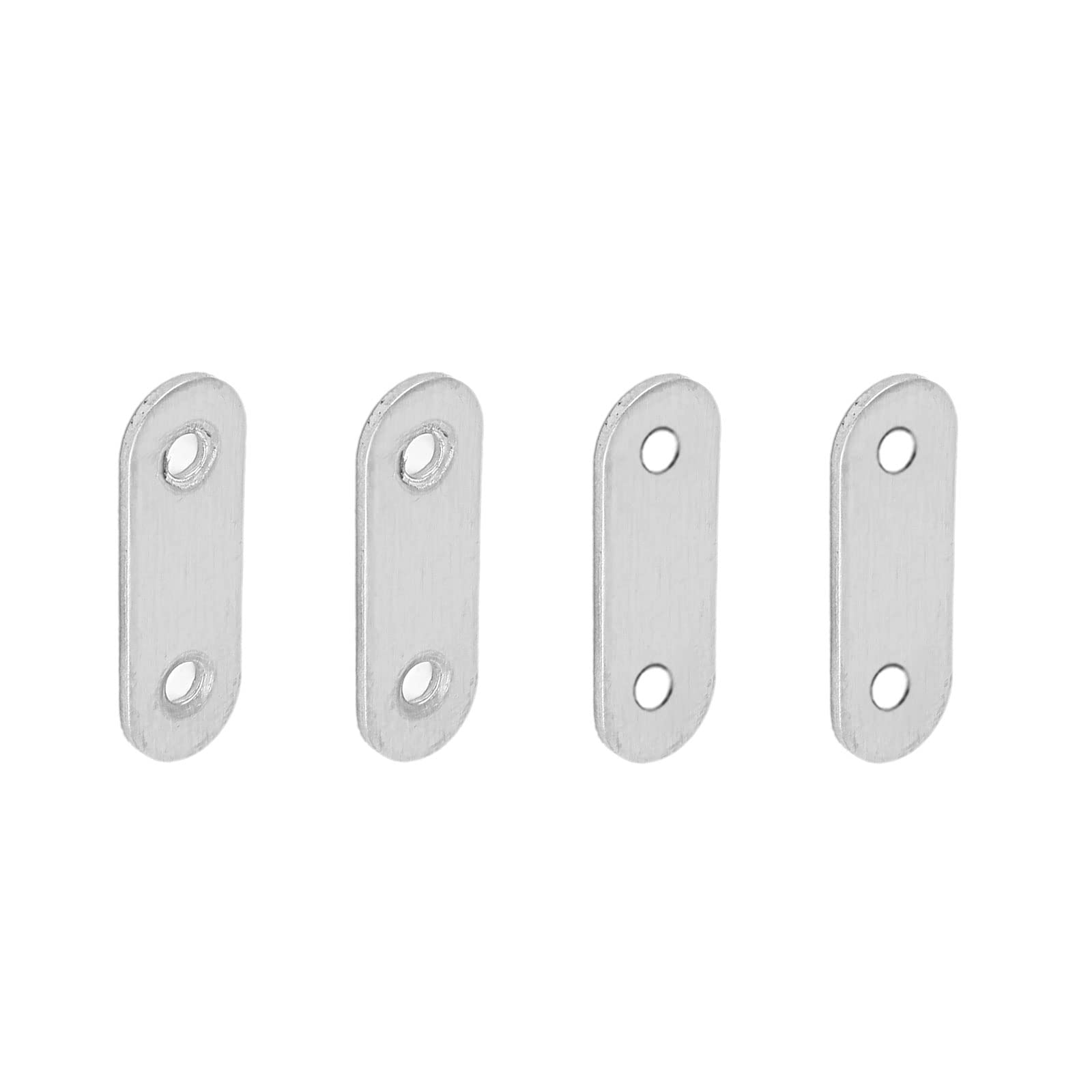 DTGN 45x16x2mm(LxWxT) Flat Straight Brace Plate -4Pack- Good for Furniture Repairing - Stainless Steel Brace Plate - Silver Tone