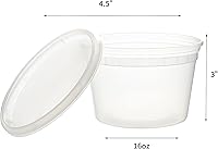 Vista 2 de FULING Paquete de 48 recipientes de plástico de 16 onzas con tapas, recipientes desechables para almacenamiento de alimentos, recipientes