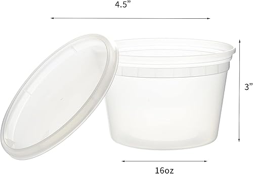 Miniatura 10 de FULING Paquete de 200 recipientes de plástico pequeños de 2 onzas con tapas, vasos de gelatina, tazas de condimentos para preparación de comidas,