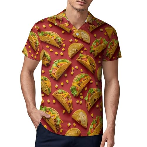 Tacos-Mexican Food Novelty Men's Short Sleeve Shirts Funny Golf Tennis Work T-Shirt Sport Tee S