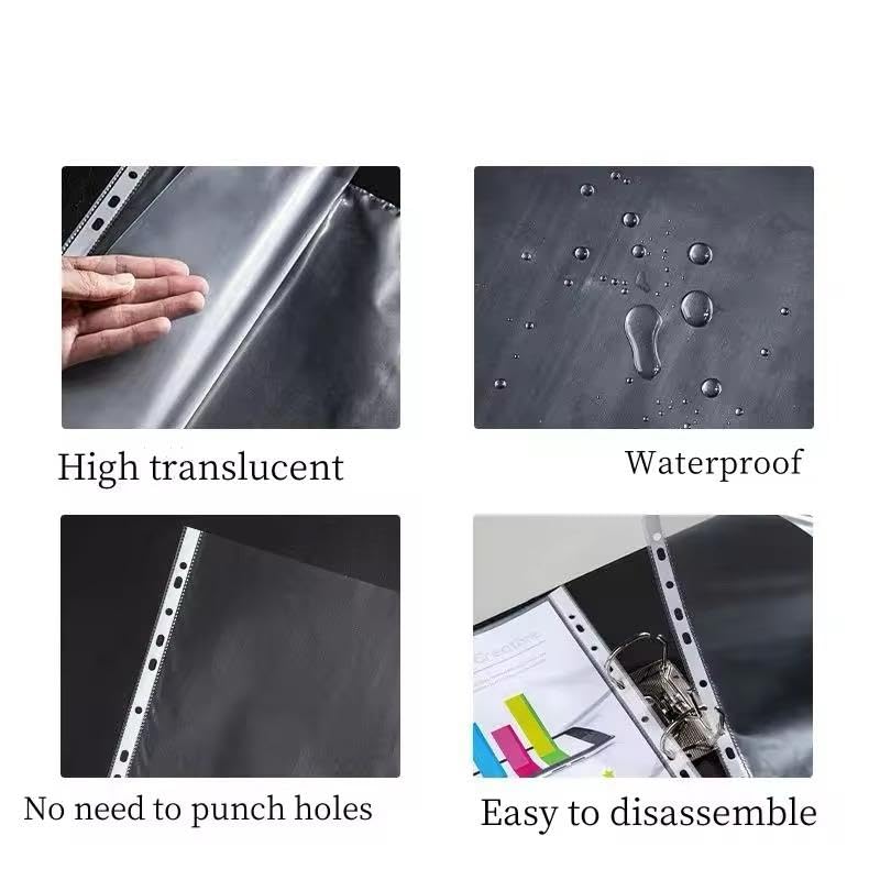 A4 Punched Pockets | Clear Plastic Sheet Protectors | Multi-Punch Holes | Reinforced Strip | Top-Opening, Tear-Resistant Poly Pockets | for Files, Folders & Ring Binders (500) - Image 4
