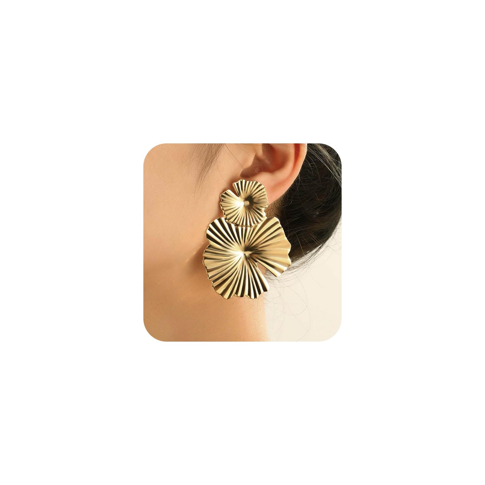 Yienate Boho Geométrica Declaración De La Flor Cuelgan Pendientes De Oro De La Vendimia De La Hoja Floral Pendientes Geométricos Grandes De La Declaración De Boda Pendientes De Joyería Para Mujeres