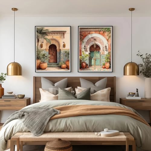 Cuadros marroquíes bohemios neutros de 60x80cm para decoración de salón 4