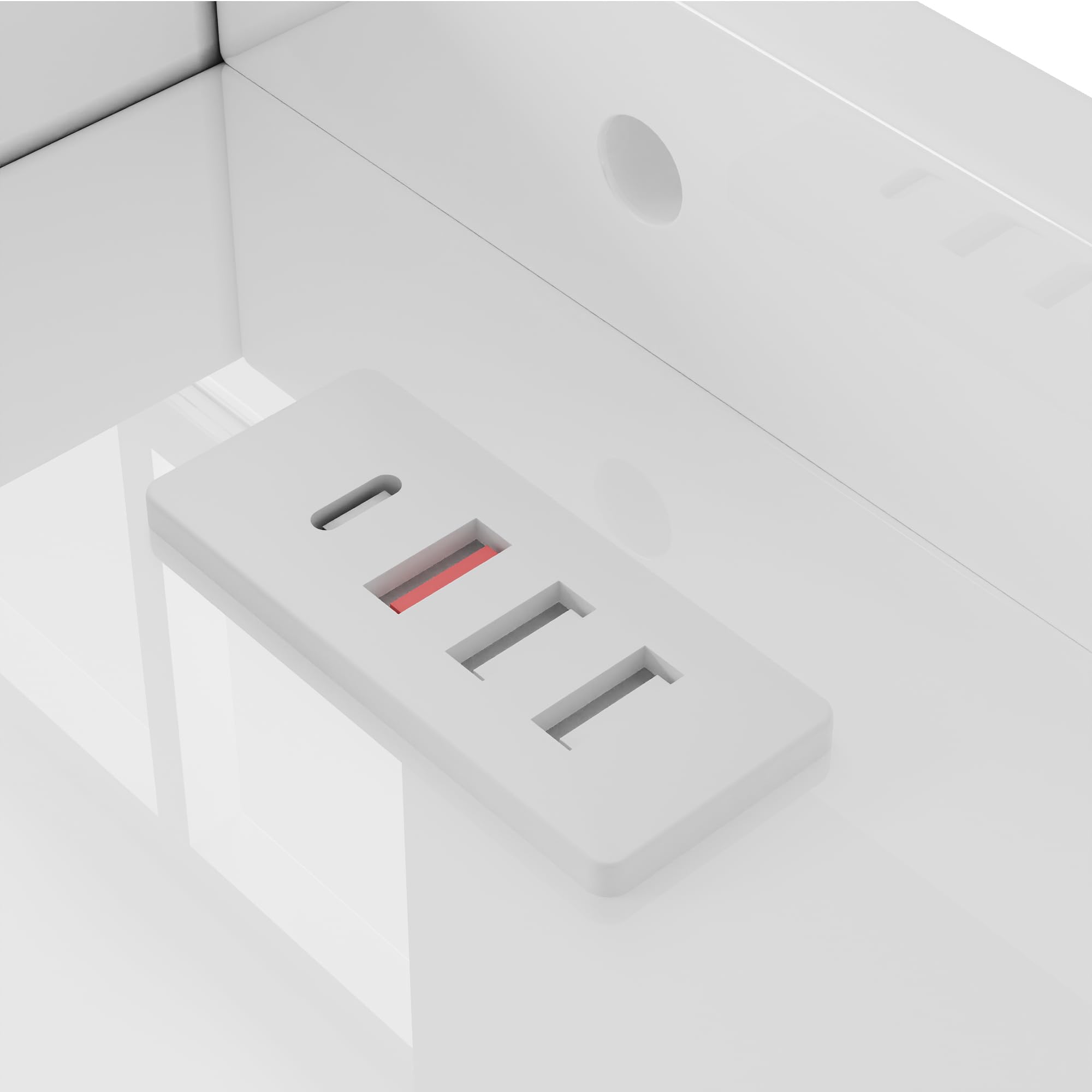 Armario cama, 140 x 200 cm, debajo de la cama se encuentran cajones, con USB y enchufe, barra de luz LED, con placa brillante, cama con plataforma transformable, sin colchón, blanco (140 x 200 cm