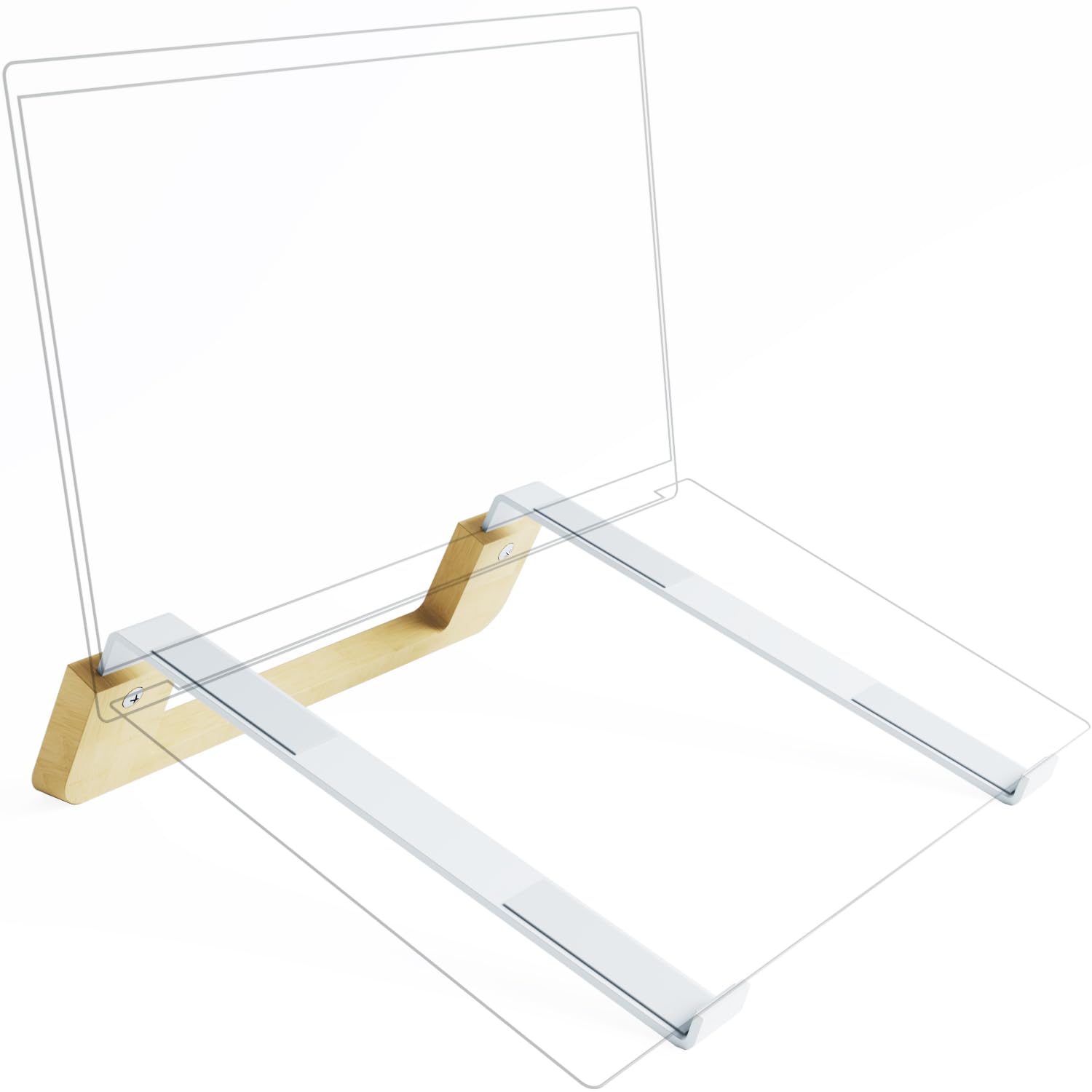 – Laptop Stand & Notebook Riser, Plastic-Free, Made of White Metal and Bamboo – Stand Improves Ergonomic Comfort and PC Cooling, Suitable for All Tablets/laptops with 10” to 16” Screens