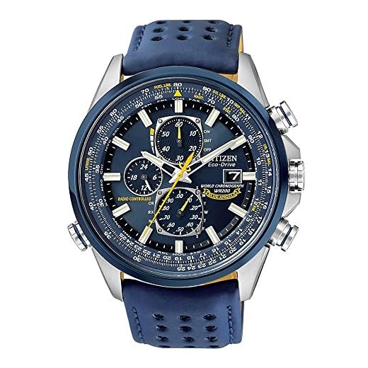 Citizen Men's Eco-Drive Sport Luxury World Chronograph Atomic Time Keeping Watch in Stainless Steel with Blue Polyurethane strap, Blue Dial (Model: AT8020-03L)