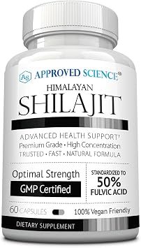 Approved Science Himalayan Shilajit - 1000mg Serving, 50% Fulvic Acid - 30:1 Extract - High-Potency Shilajit Supplement - Third-Party Tested - 60 Vegan Capsules