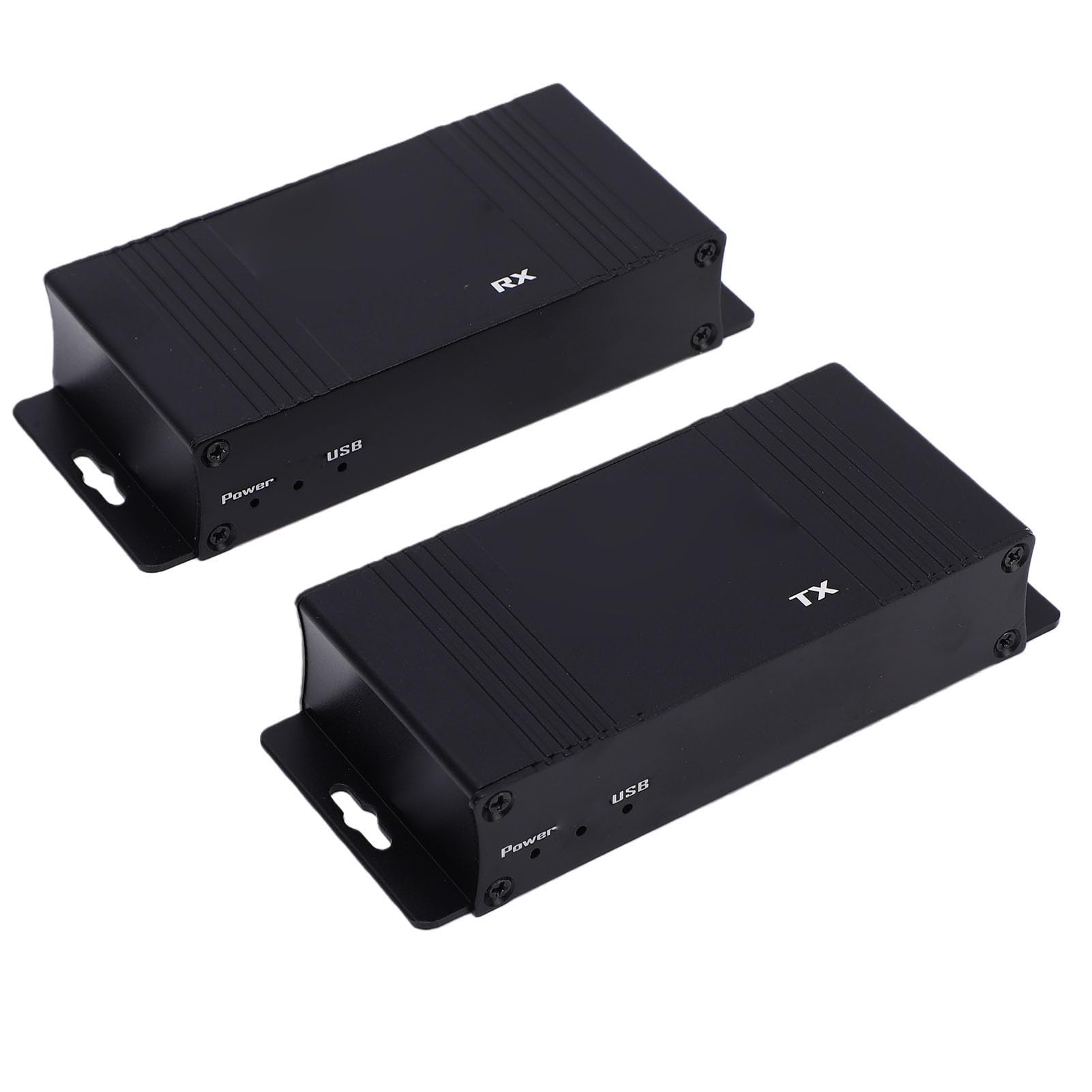 Jiawu Przedłużacz USB KVM, Zestaw Przedłużacza HDMI, Transmisja Wideo 1080P 60 Hz Przez Kabel Ethernet CAT5e/6 do 56 Stóp, Funkcja Plug and Play do Sterowania klawiaturą i myszą USB (wtyczka UE)