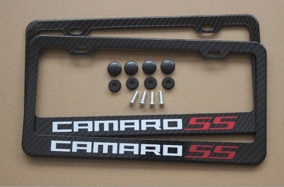 Marcos de placa de fibra de carbono para Camaro SS-acero inoxidable, 2 unidades