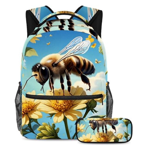Cartables abeilles et fleurs multicolores pour adolescents et enfants en lot de 2